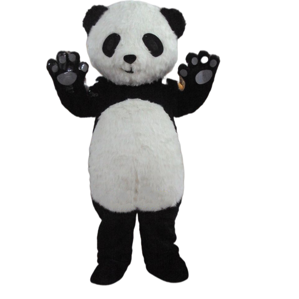 New Version Long Plush Panda Mascot Adult Costume For Life Size Full ...